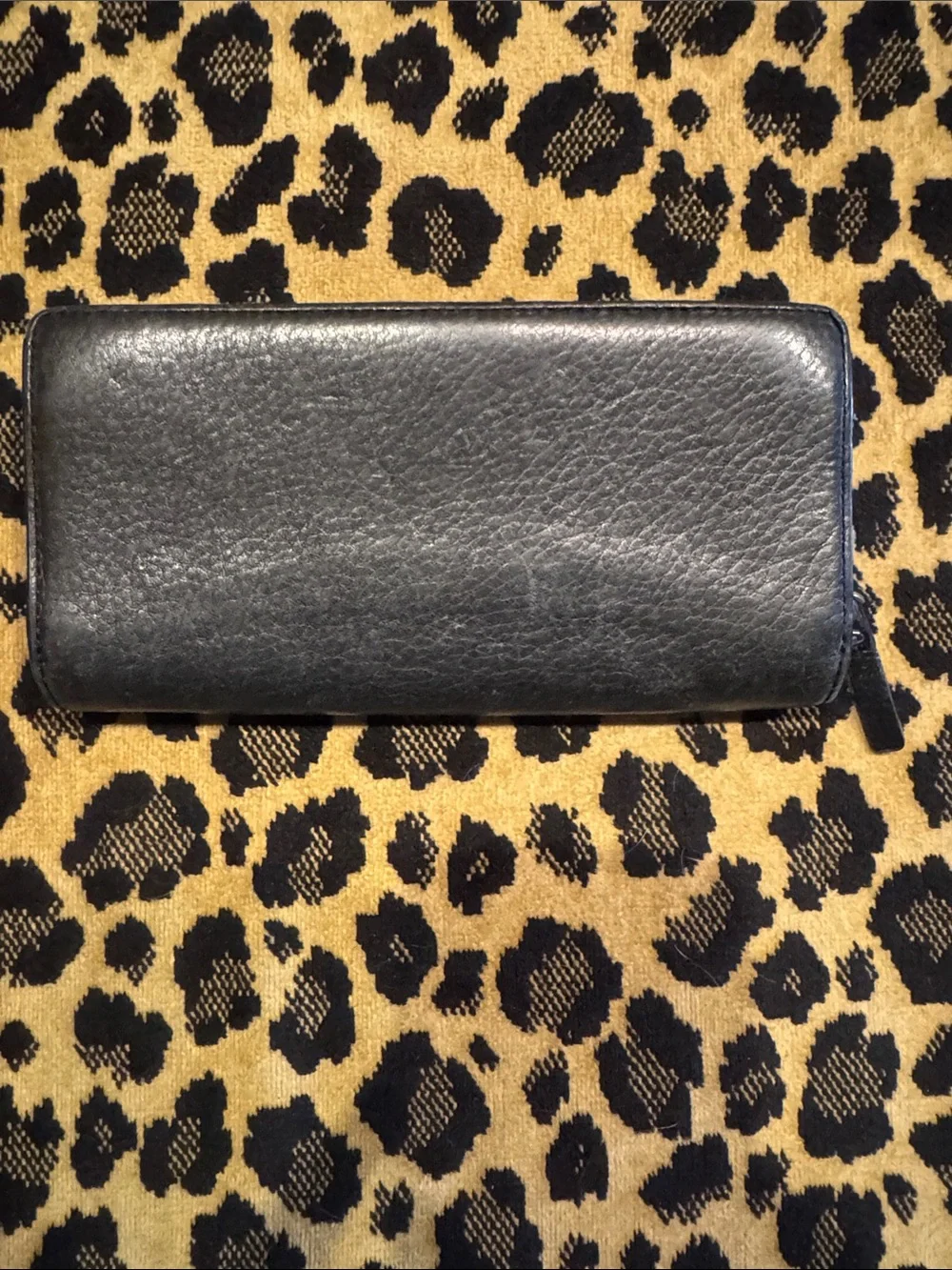 kate spade Black Pebbled Leather Continental Wallet with Gold Logo